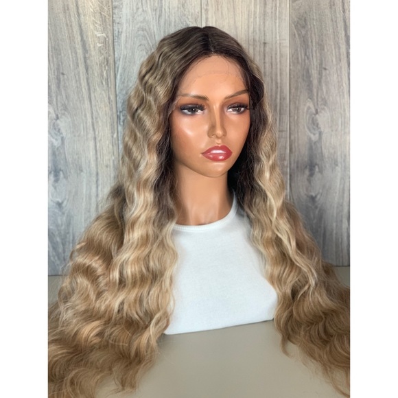 Ombre Blonde Wavy Lace Front Wig - Picture 2 of 7